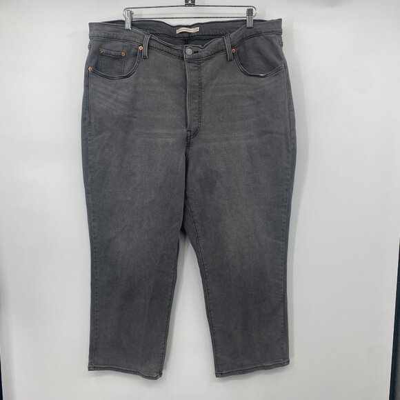 Levi's Ribcage Straight Ankle Jeans Women Size 22W Gray Denim Stretch Slim Capri - Picture 2 of 15